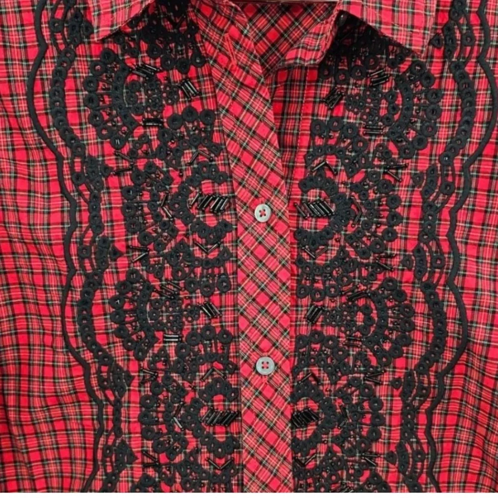 J Crew Women's Size 6 Gali Embellished Plaid Boy Shirt
